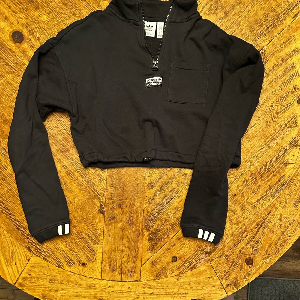 Adidas Women's Black Cropped Sweatshirt